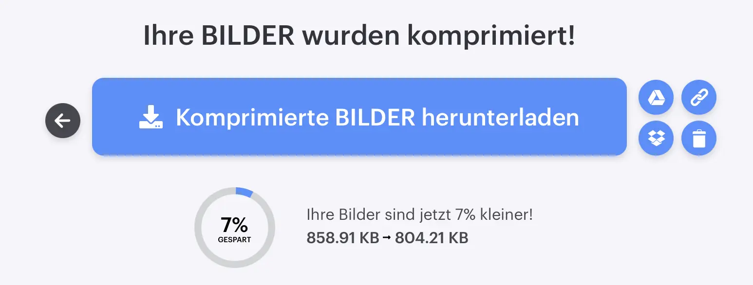 Bild: Screenshot der Komprimierung bei iLoveIMG