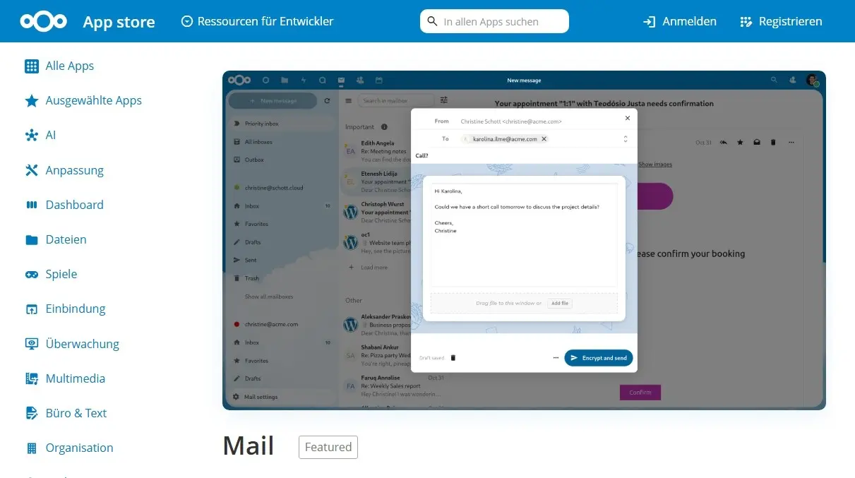 Bild: Nextcloud Mail im Nextcloud App Store