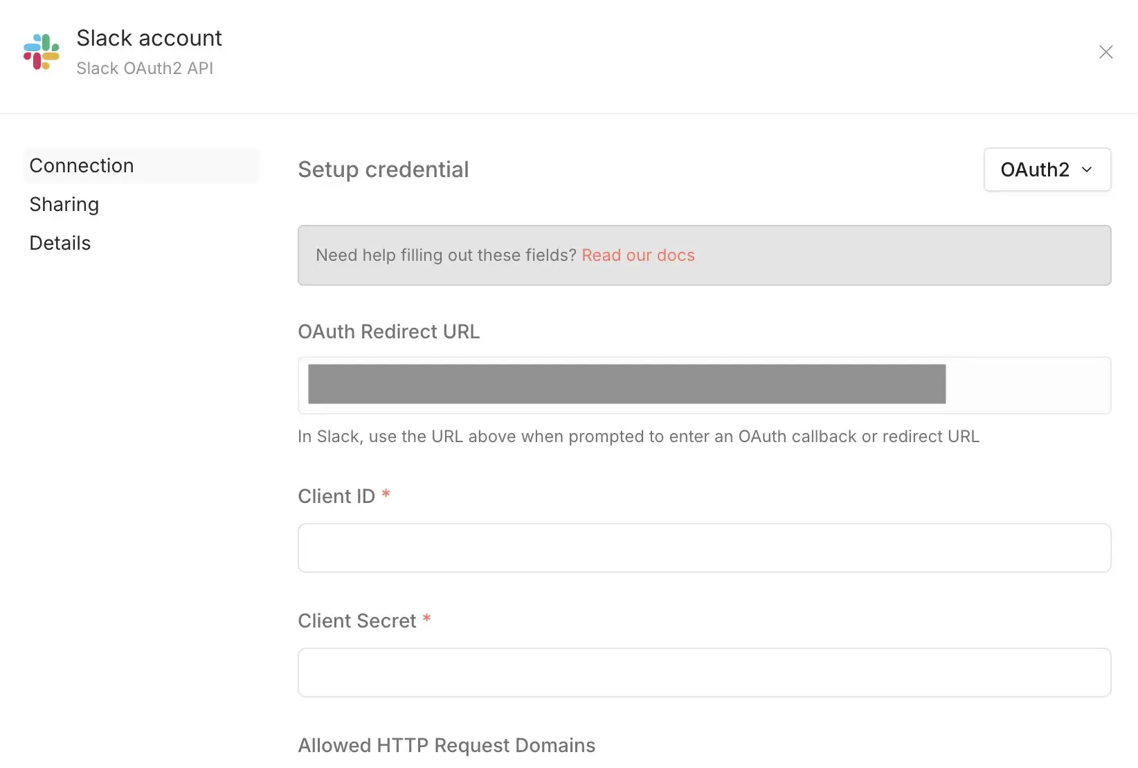 Bild: n8n: Credentials für Slack hinterlegen