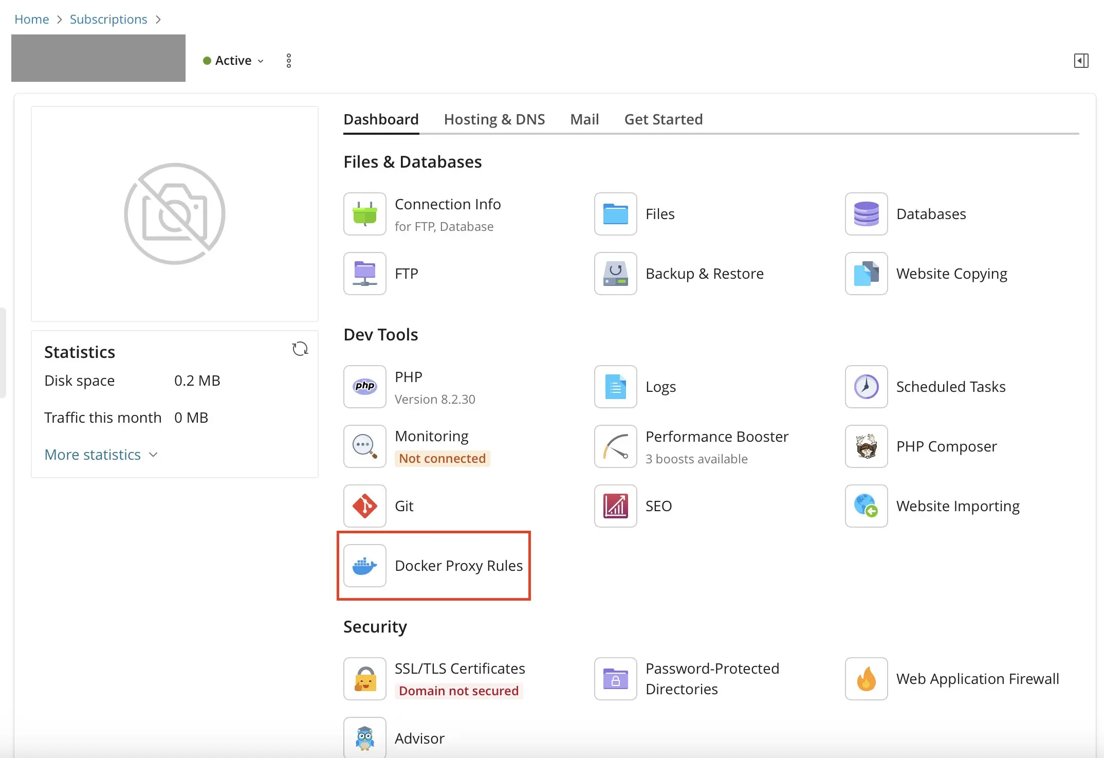 Bild: Plesk: Docker Proxy Rules