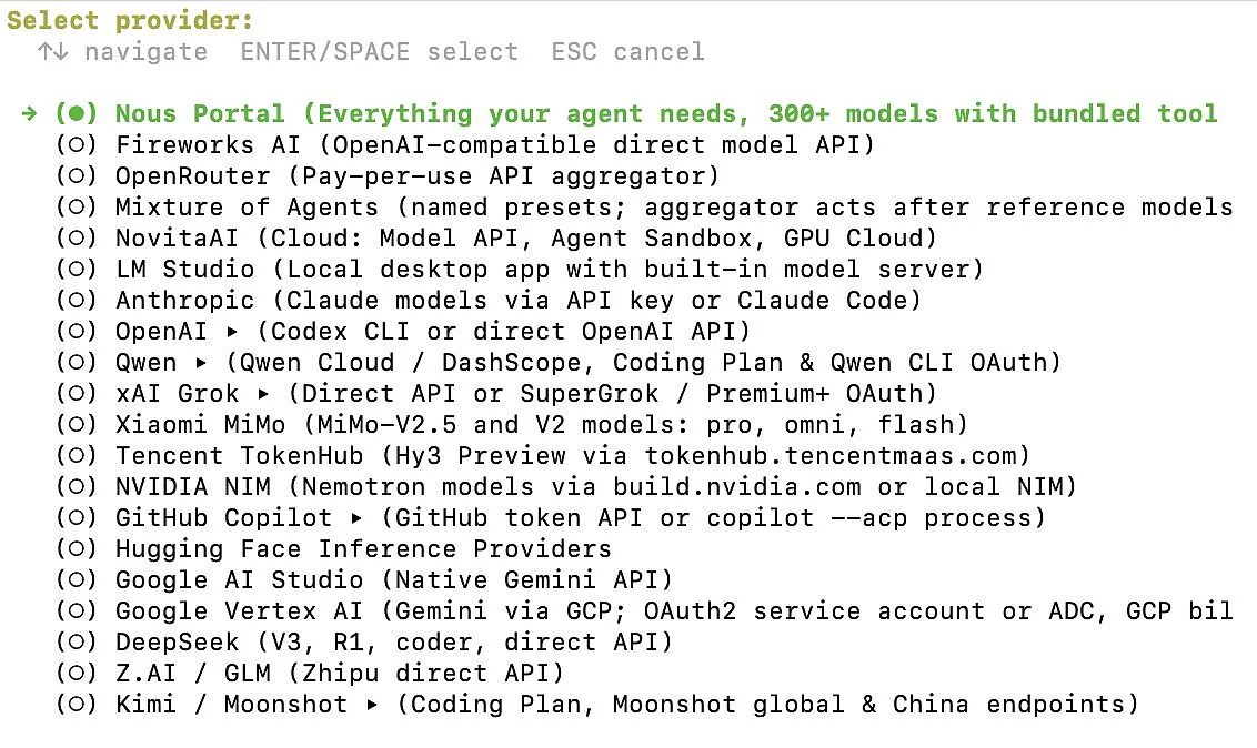 Hermes Setup im Terminal Bild: Hermes Setup im Terminal