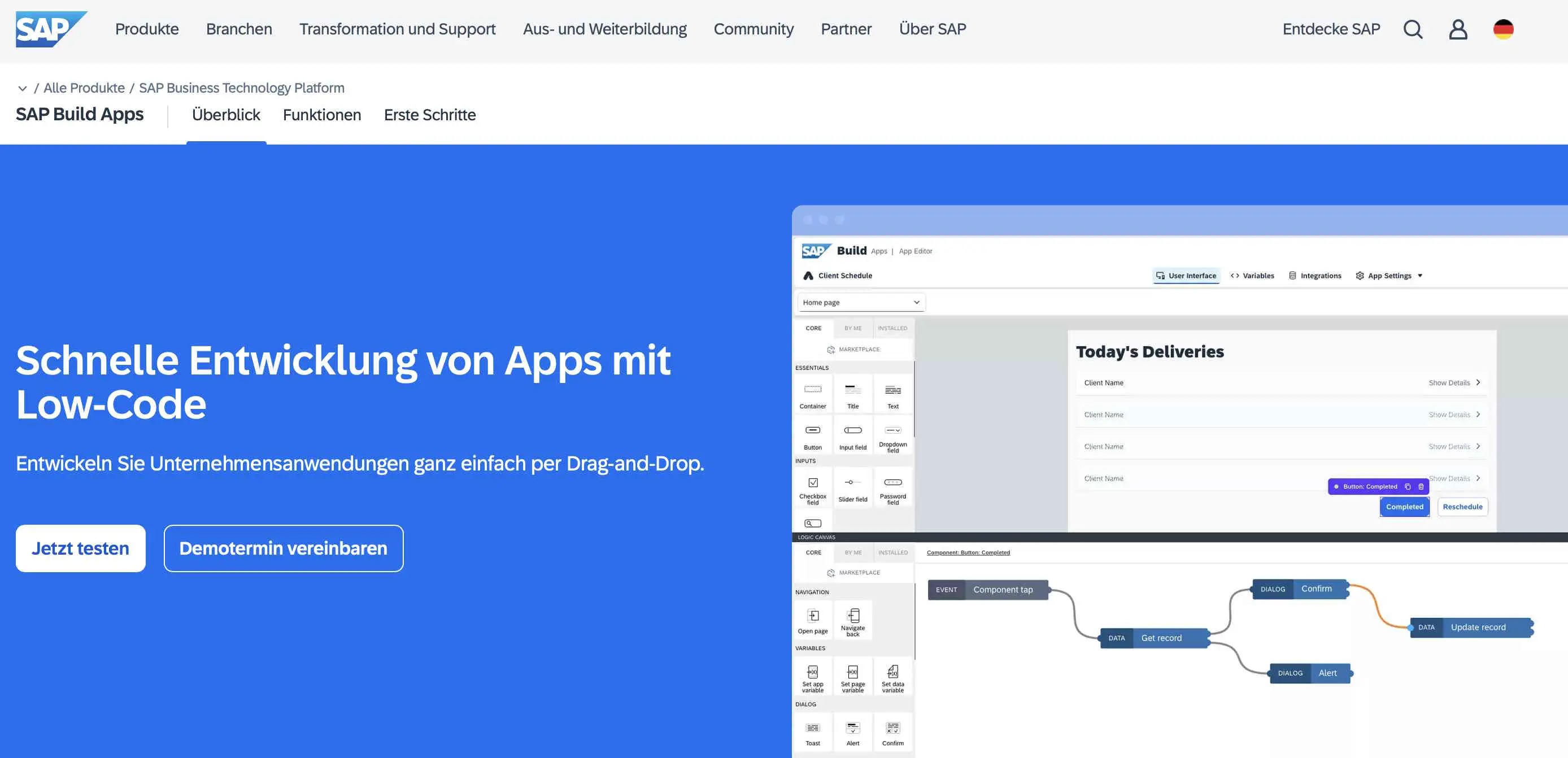 Homepage von SAP Build Apps Bild: Homepage von SAP Build Apps