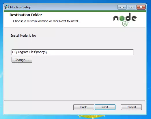 Bild: Node.js-Installations-Set-up: Wahl des Installationspfads