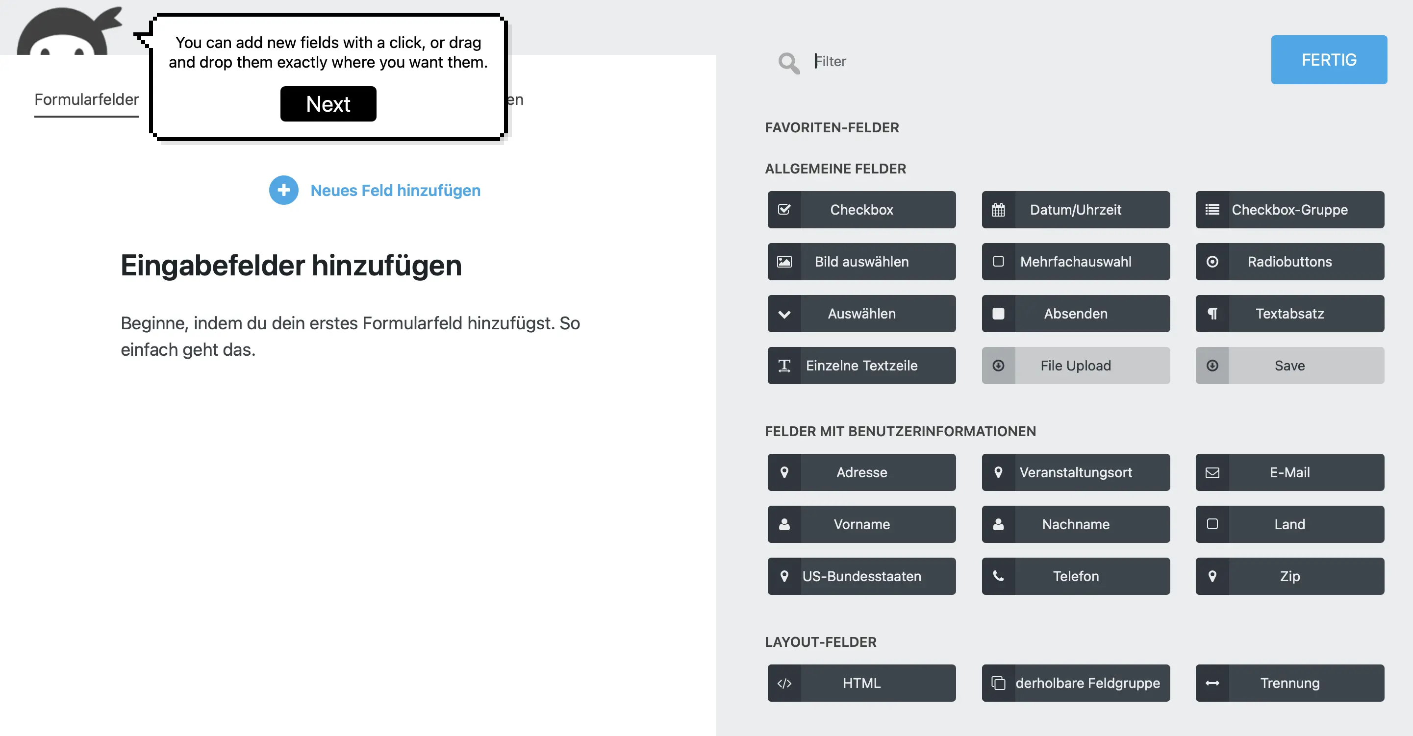 Bild: Ninja Forms bietet einen leicht zu bedienenden Drag-and-Drop-Editor