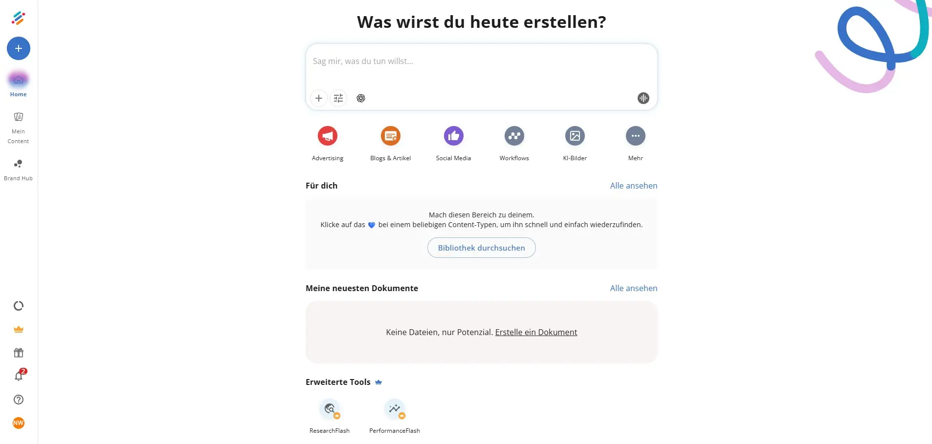Bild: Screenshot der Benutzeroberfläche von neuroflash