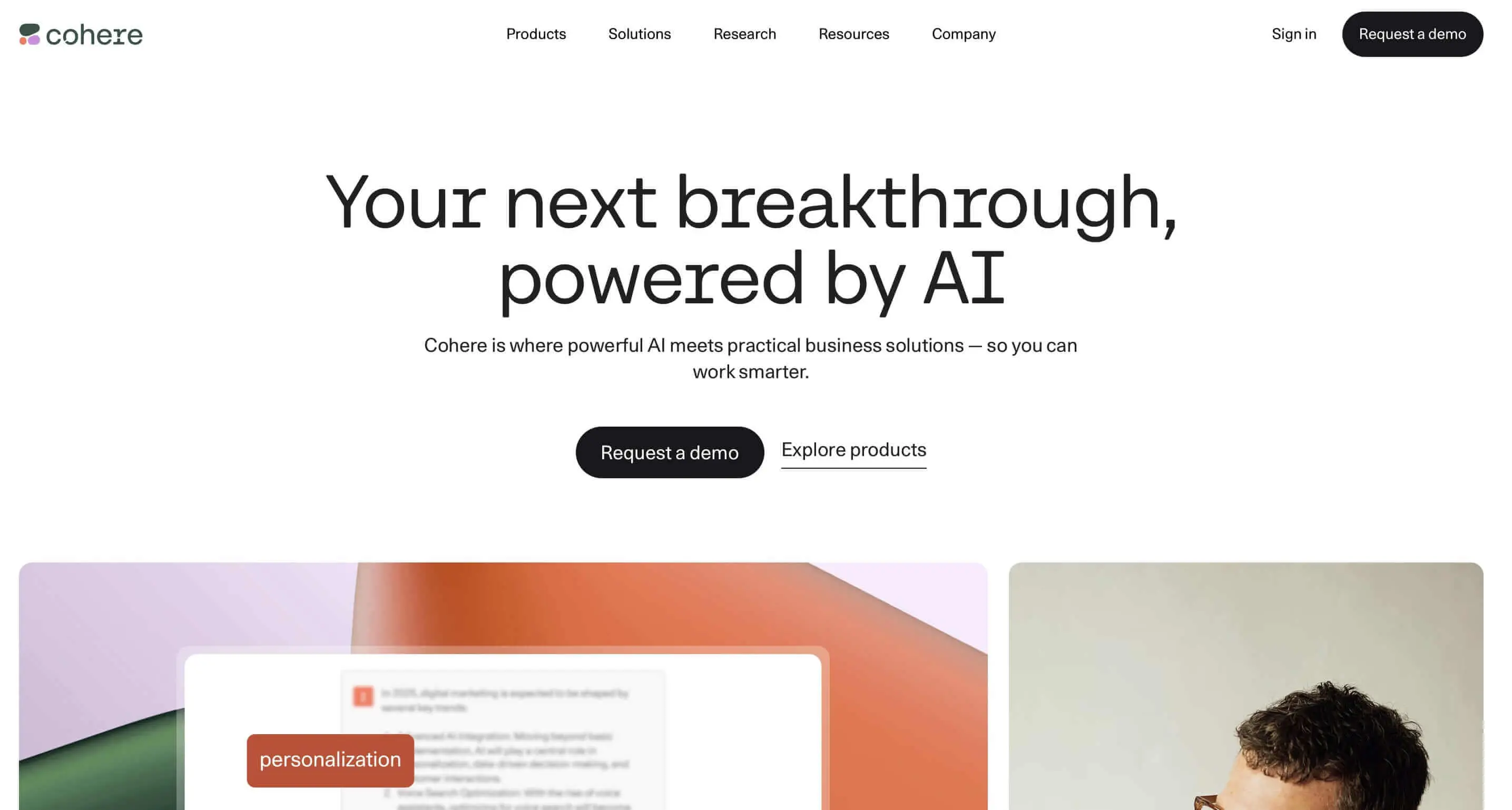 Bild: Screenshot der Website von Cohere Coral
