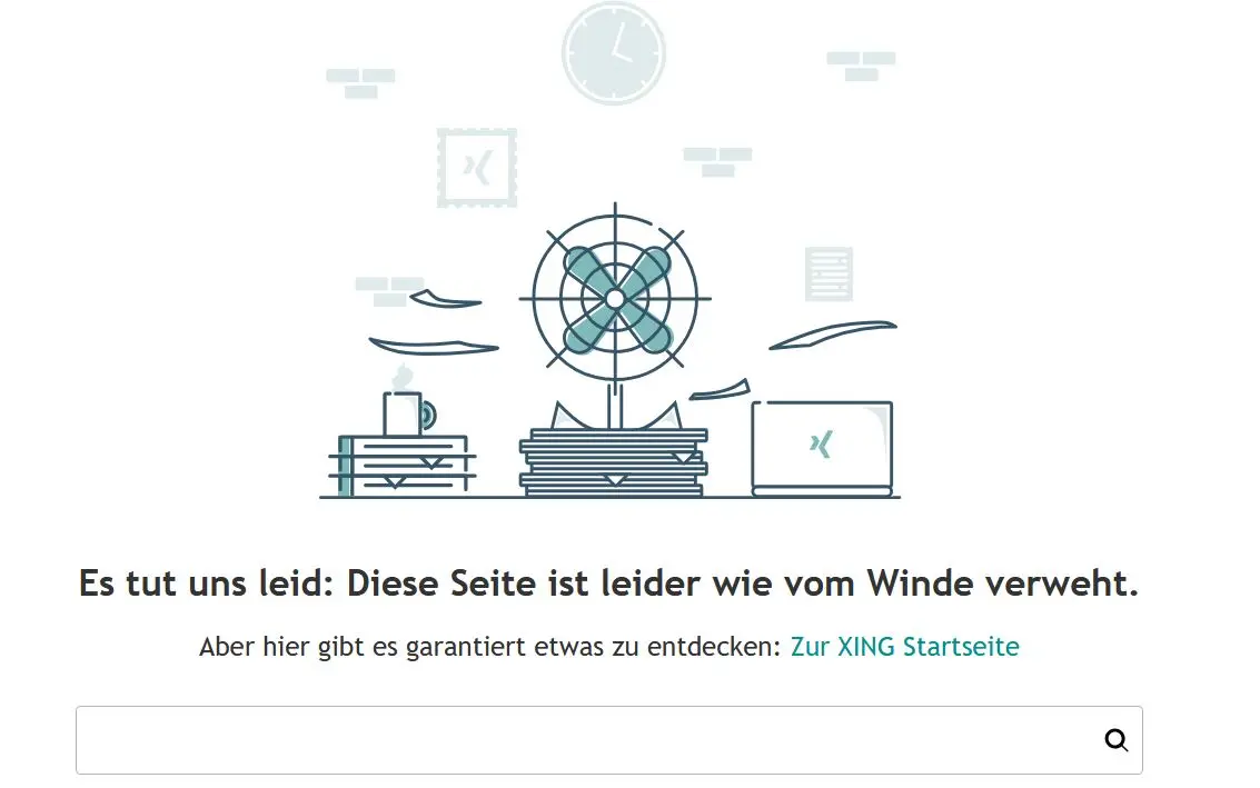 Bild: 404-Seite von XING