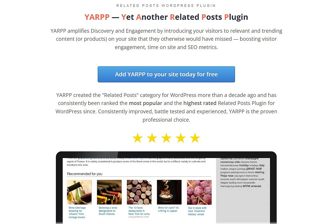 Offizielle Homepage von Yet Another Related Posts Plugin (YARPP) Bild: Offizielle Homepage von Yet Another Related Posts Plugin (YARPP)