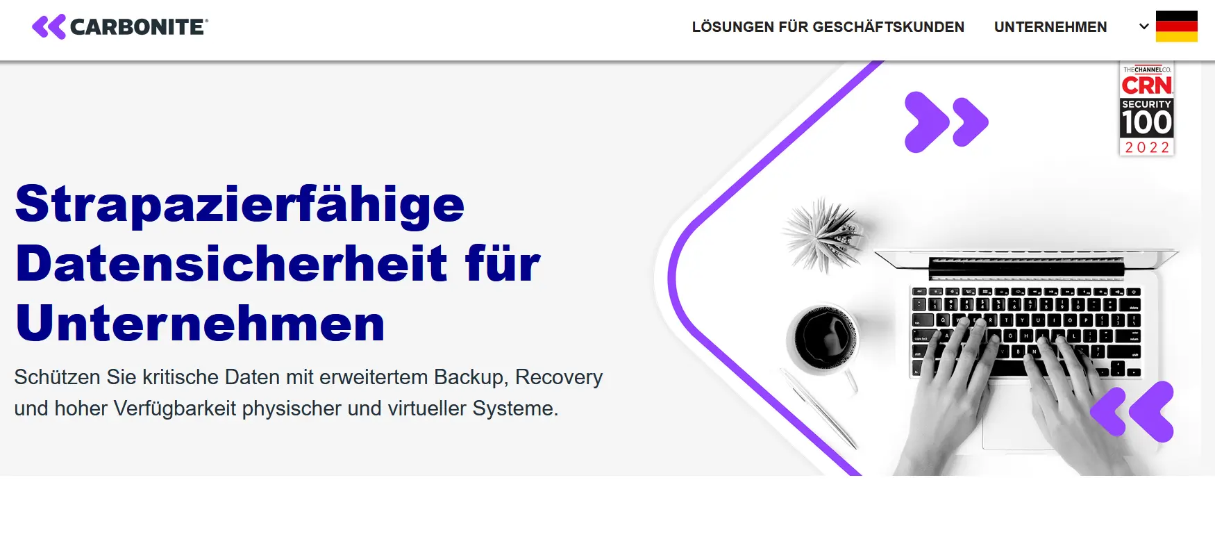 Bild: Screenshot der Homepage von Carbonite