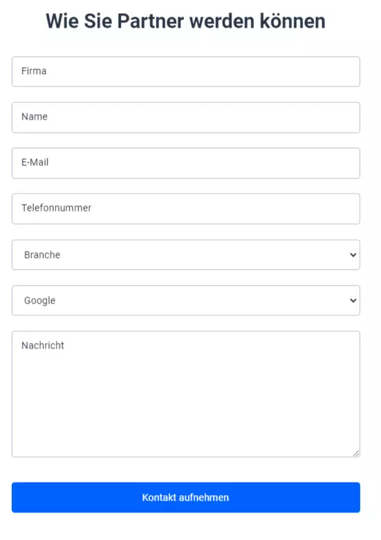 Standard-Kontaktformular für Lead-Generierung und Kundenservice
