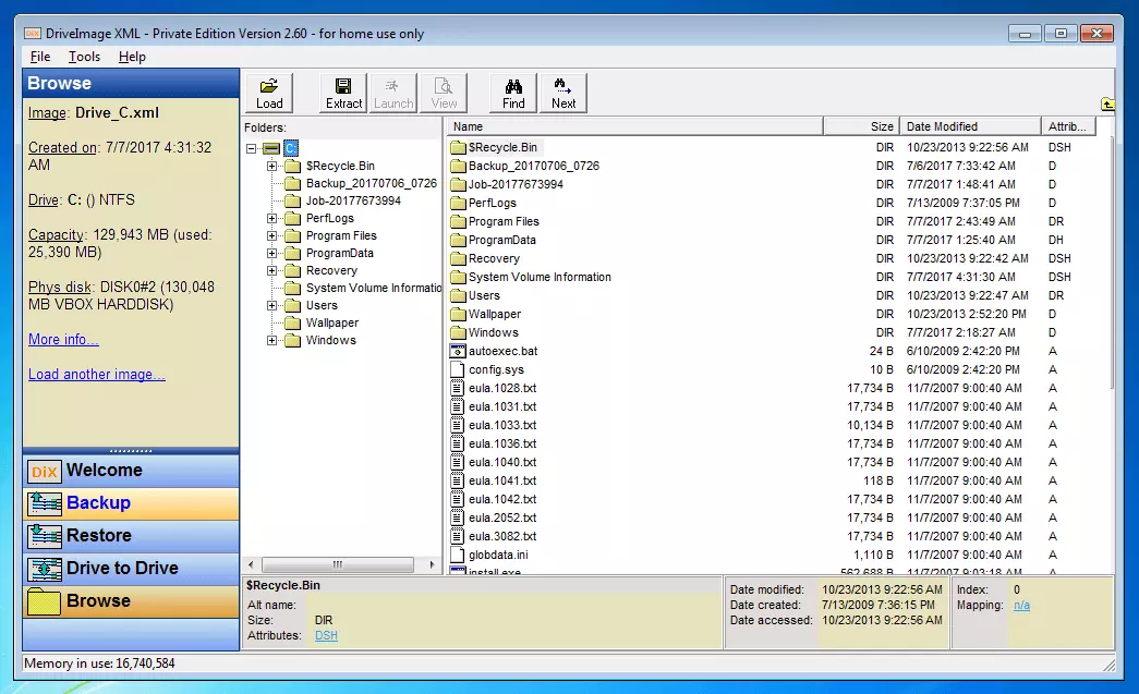 Bild: DriveImage XML 2.60: Browse-Funktion