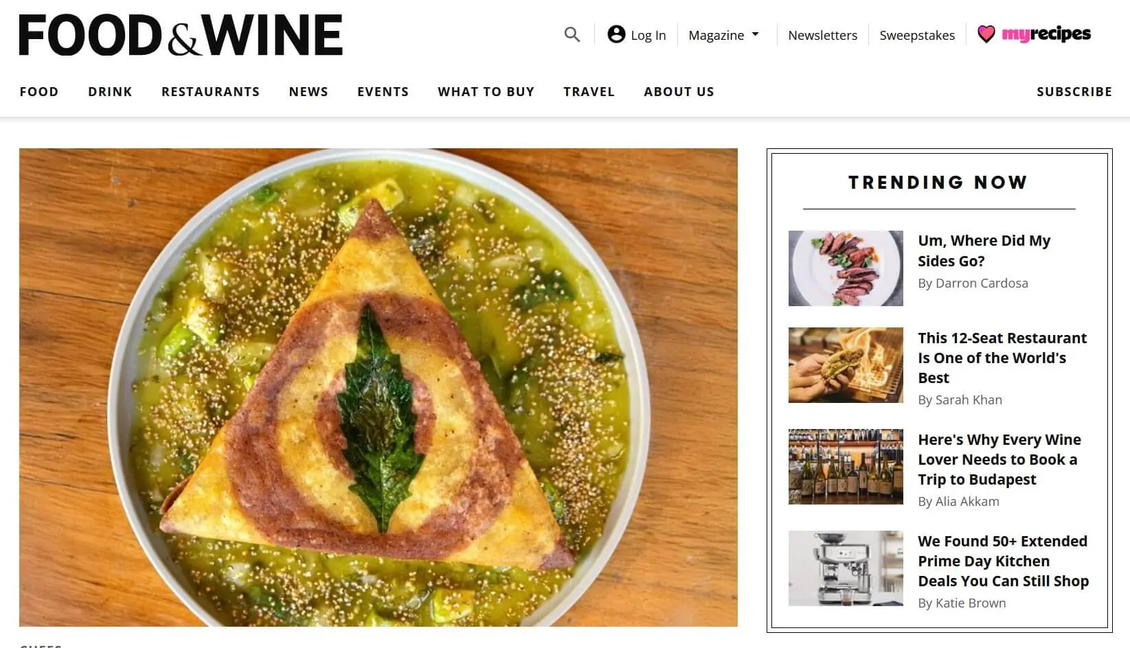 Bild: Screenshot von der Website Food & Wine