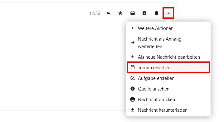 Bild: Nextcloud Mail: Termin erstellen