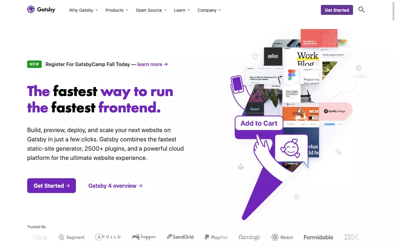Screenshot der Website von Gatsby