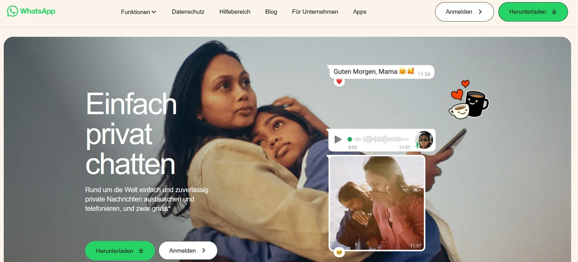 Bild: Homepage von WhatsApp