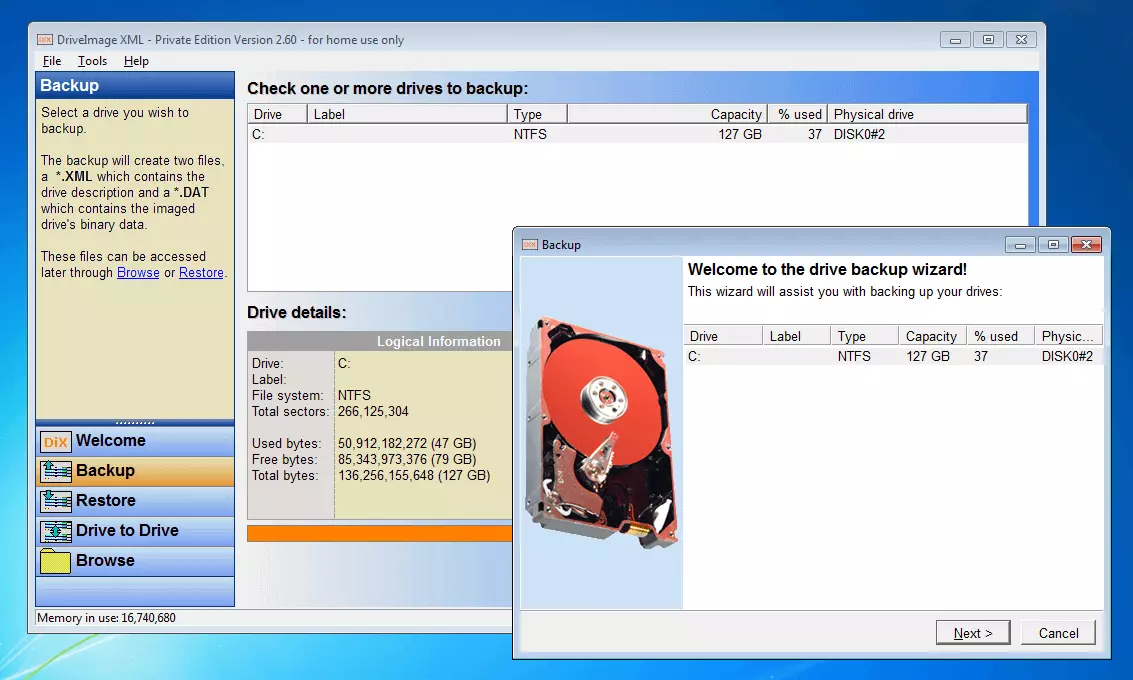 Bild: DriveImage XML 2.60: Der Backup-Wizard