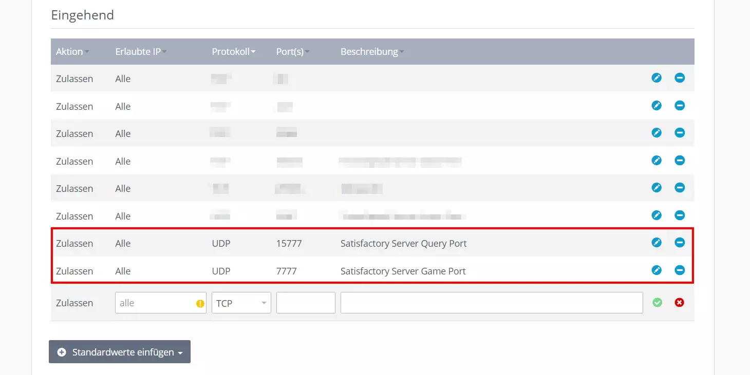 Bild: Satisfactory: Server-Port-Freigabe im IONOS Cloud Panel