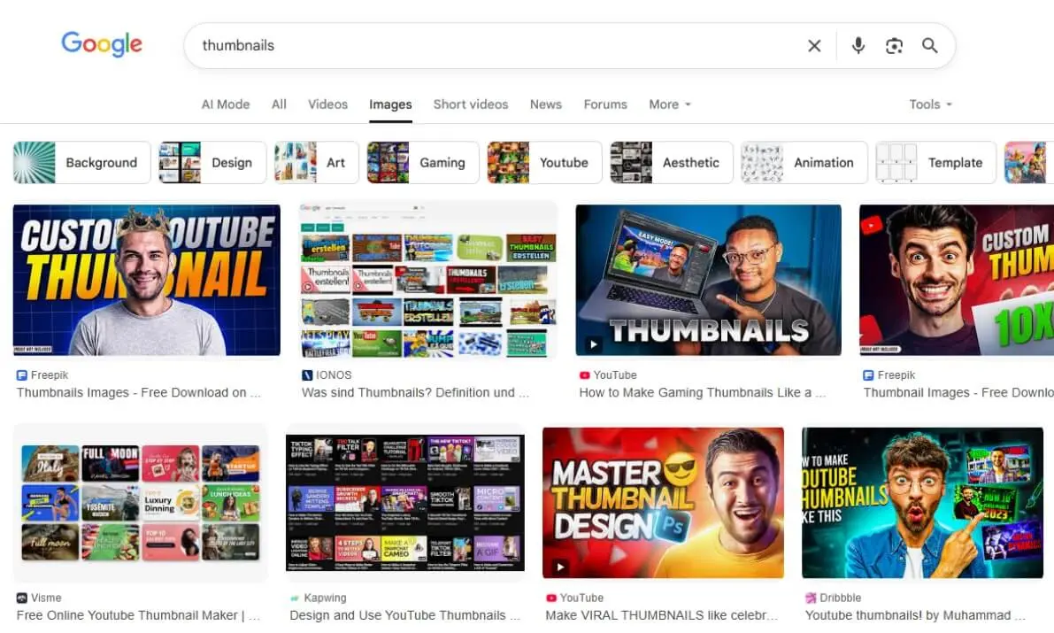 Bild: Bilderauswahl in Googles Bildersuche