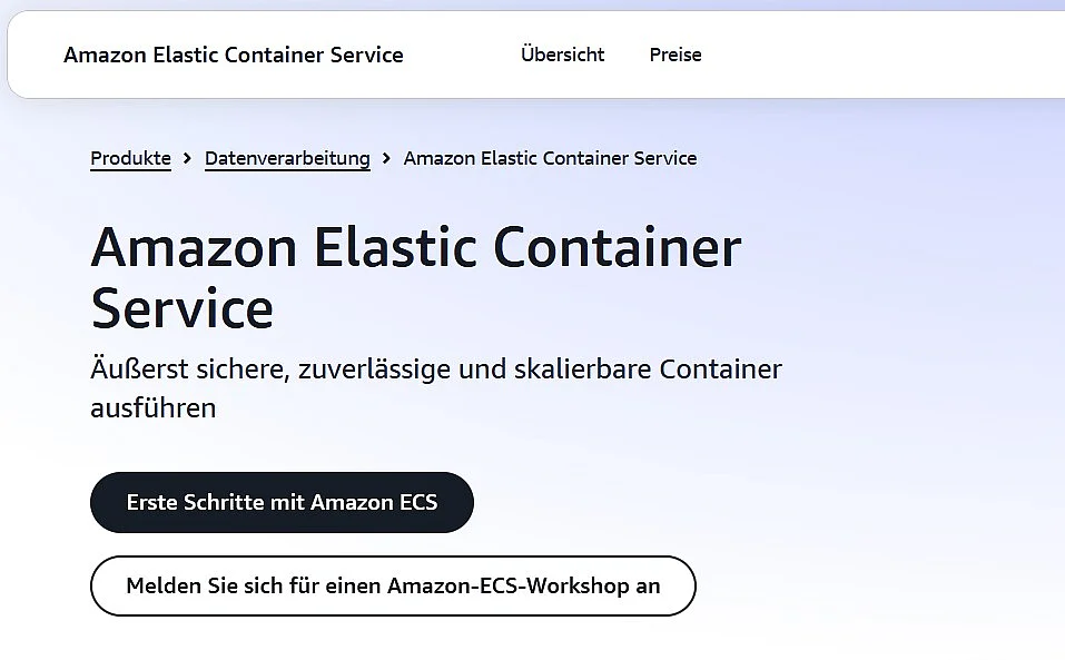 Bild: Produkt-Website vom Amazon Elastic Container Service