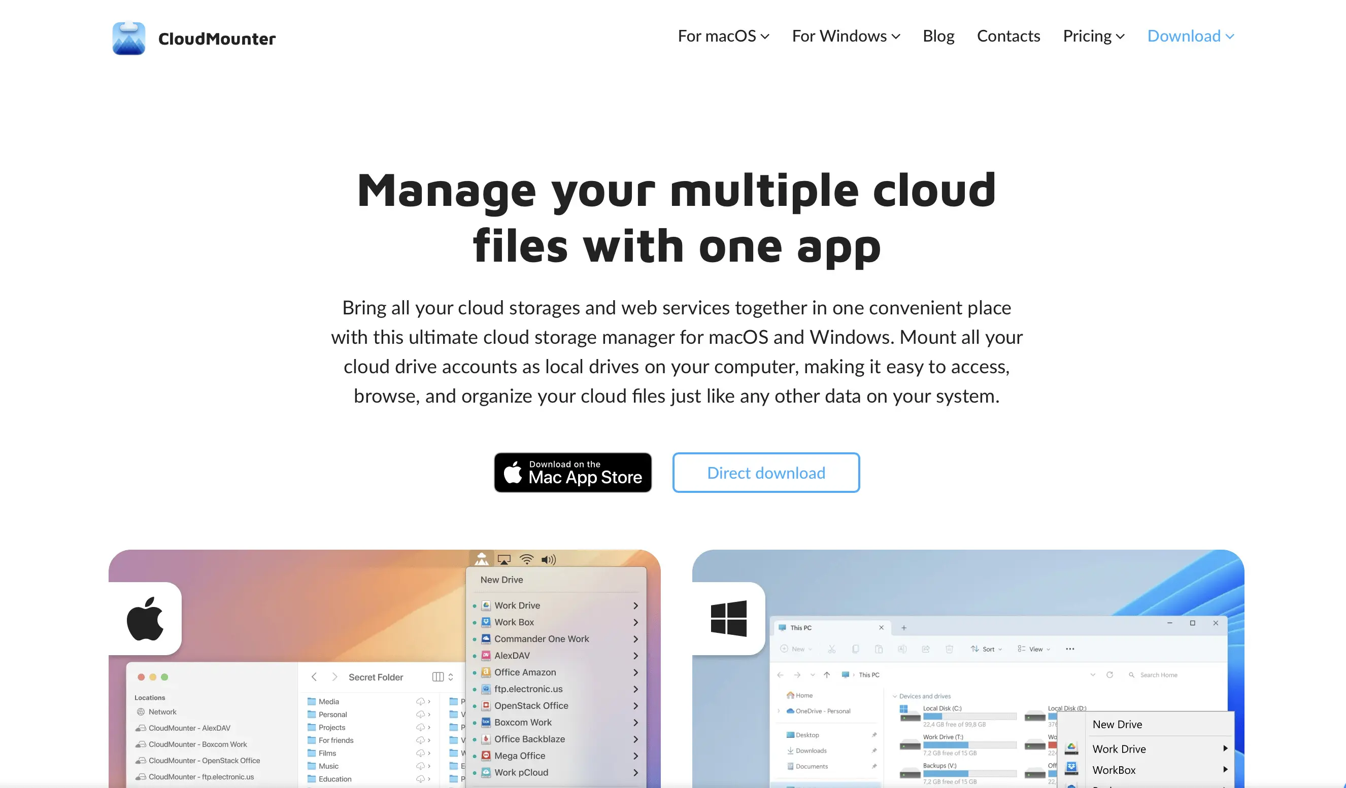 Bild: Screenshot der Website von CloudMounter