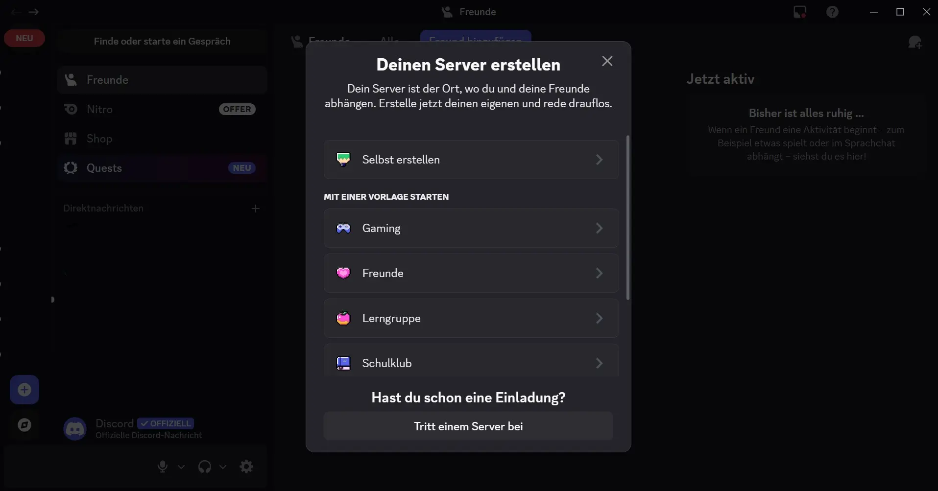 Bild: Klicken Sie im sich &ouml;ffnenden Fenster auf &bdquo;Server erstellen&ldquo;