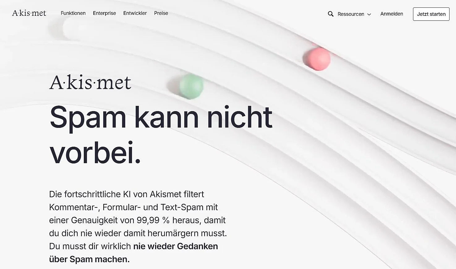 Screenshot der Akismet-Homepage Bild: Screenshot der Akismet-Homepage
