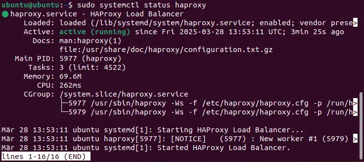 Screenshot des aktuellen HAProxy-Status im Terminal Bild: Screenshot des aktuellen HAProxy-Status im Terminal