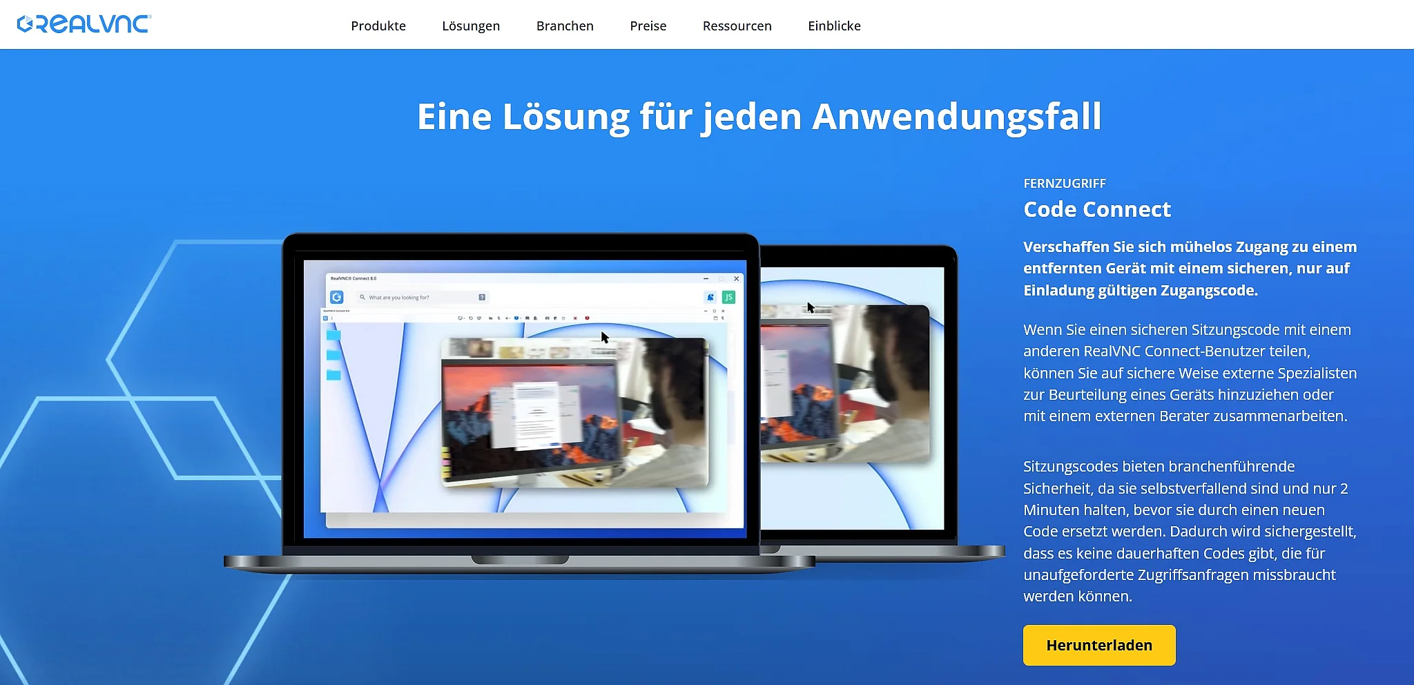 Bild: RealVNC Connect: Startbildschirm