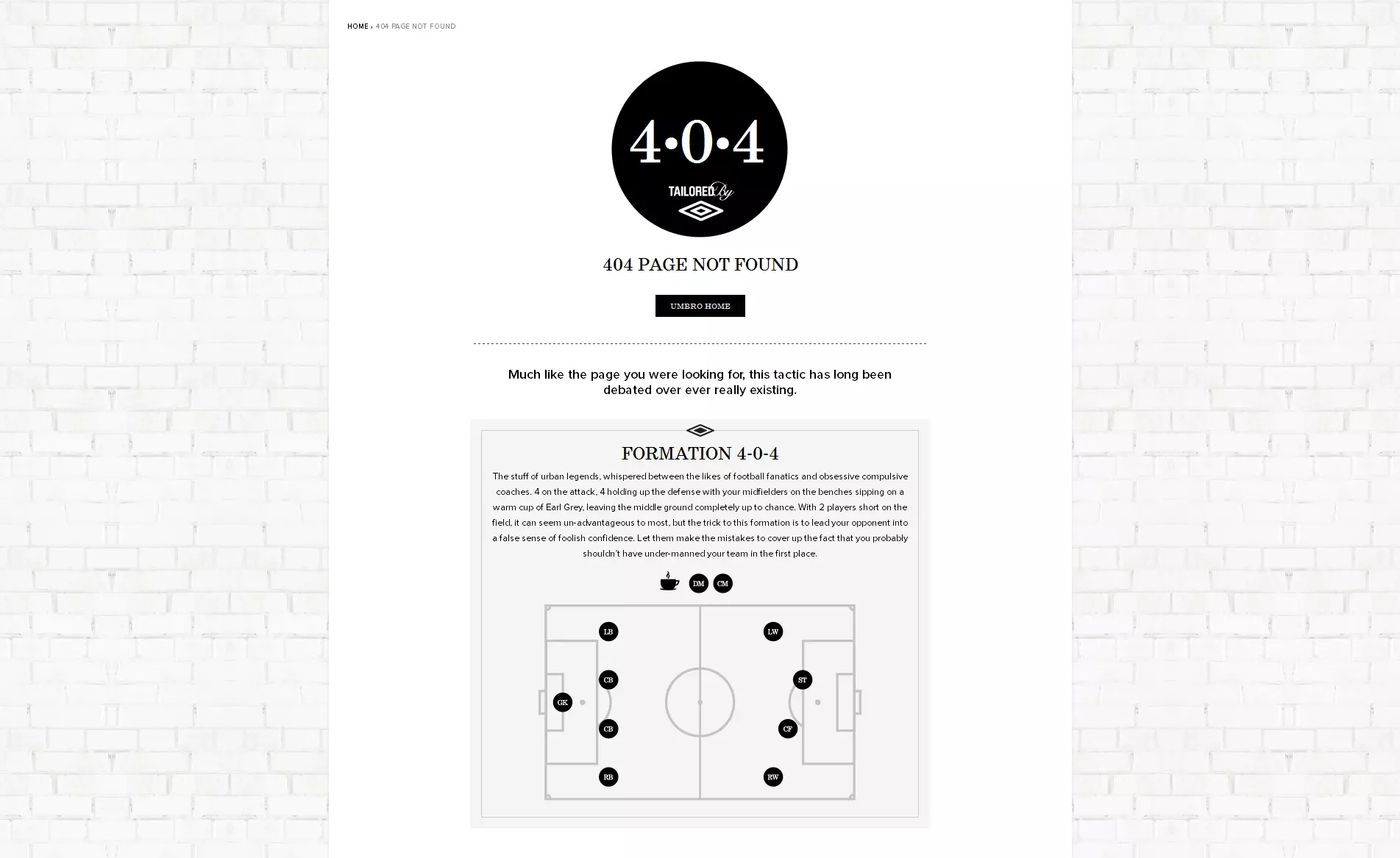 Bild: 404-Seite von Umbro