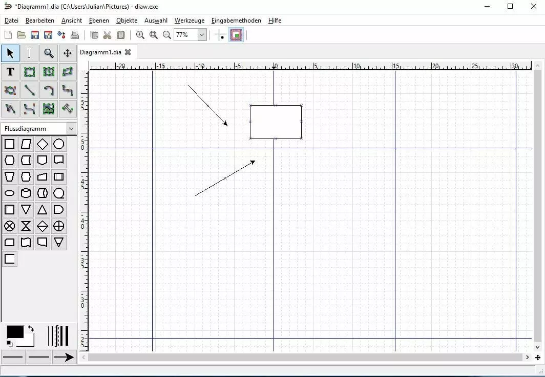 Bild: Benutzeroberfläche des GNOME-Tools Dia