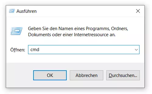 Ausführen-Dialog in Windows 10
