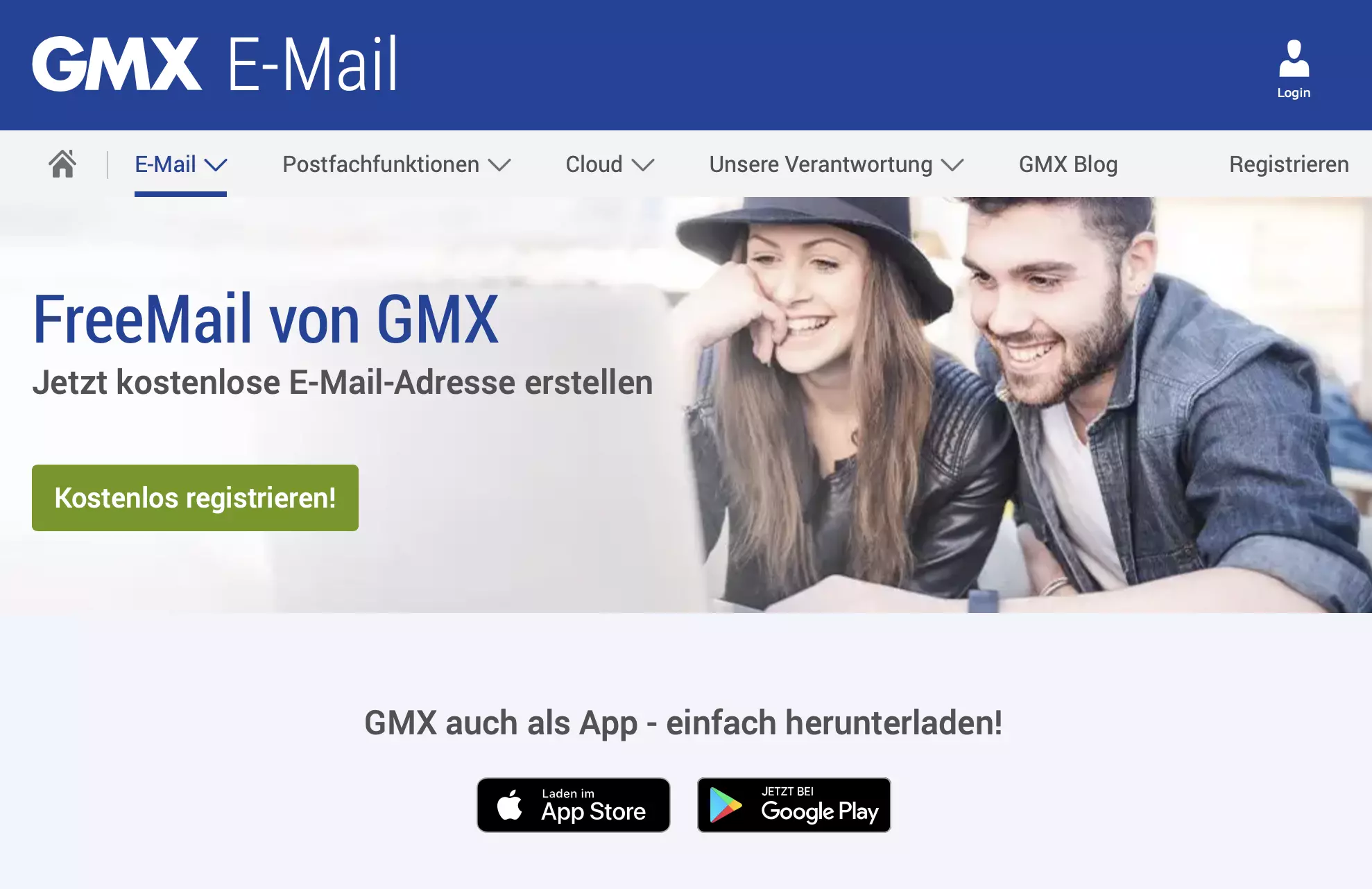 Screenshot von GMX Bild: Screenshot von GMX