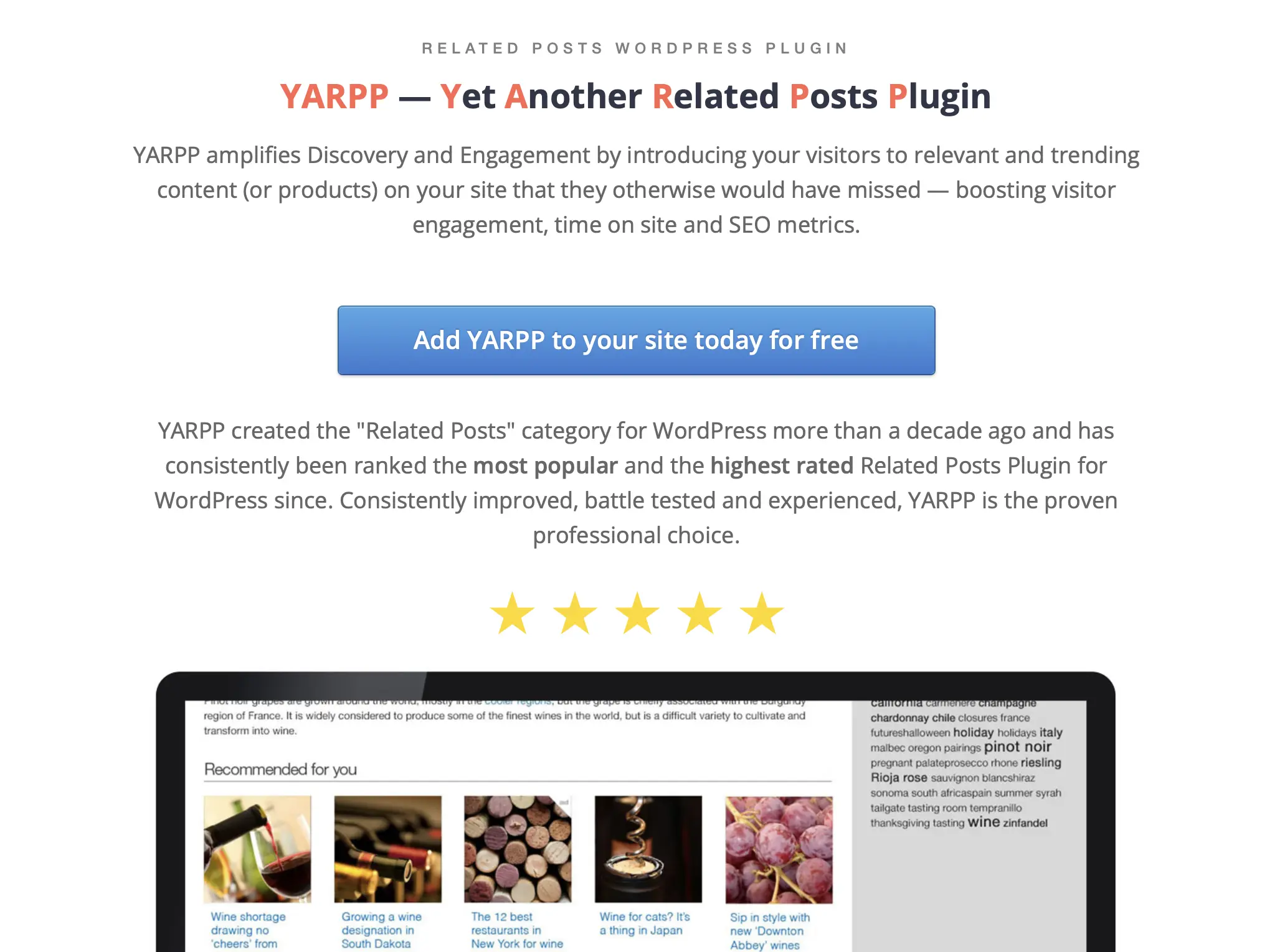 Bild: Offizielle Homepage von Yet Another Related Posts Plugin (YARPP)