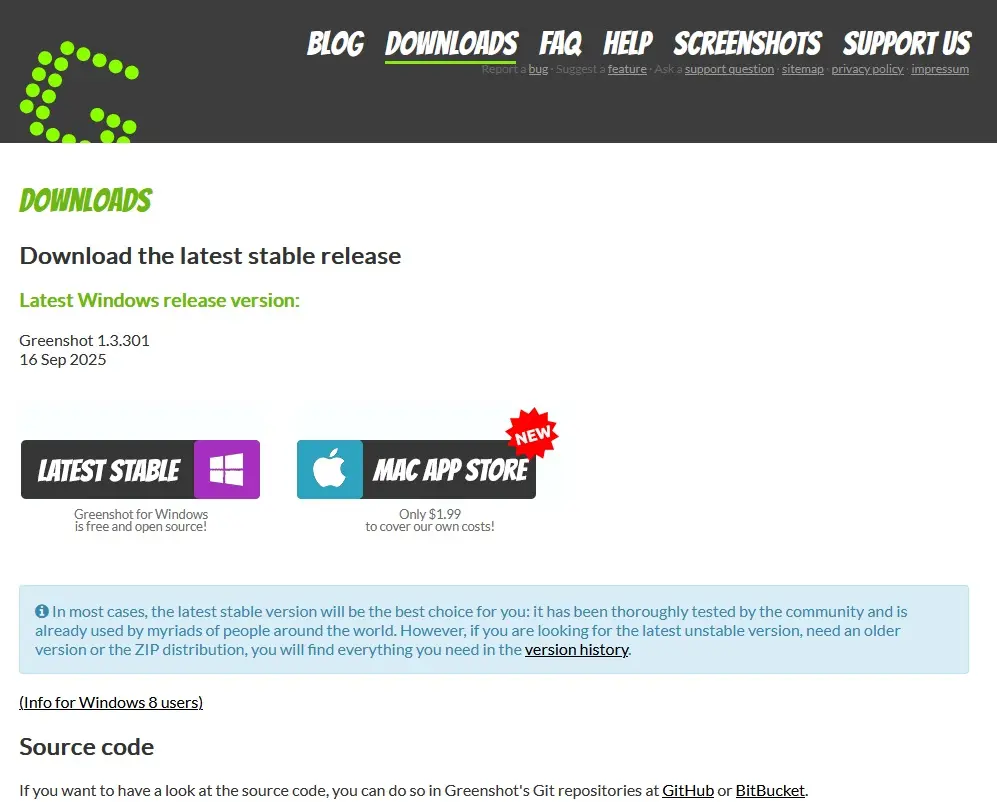 Bild: Startseite vom Screenshot-Tool Greenshot