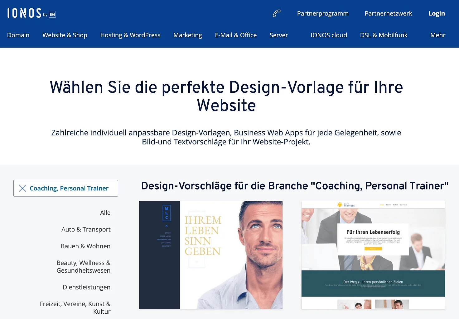 Bild: Design-Vorlage für Coaching-Website