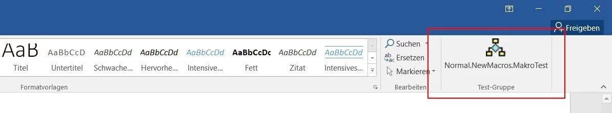 Bild: Word 2016: Angepasstes Menüband