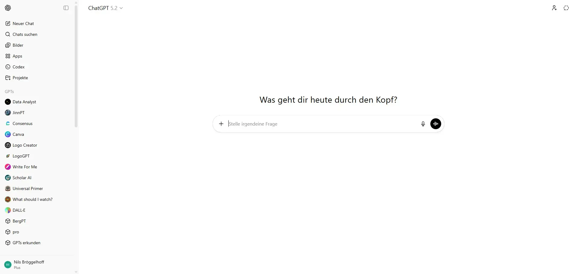 Bild: Screenshot der Benutzeroberfläche von ChatGPT