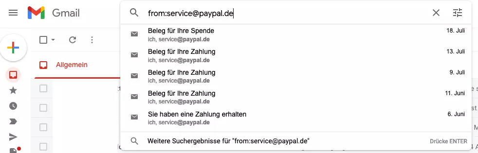 Gmail-Suche mit Suchoperatoren: Vorschläge