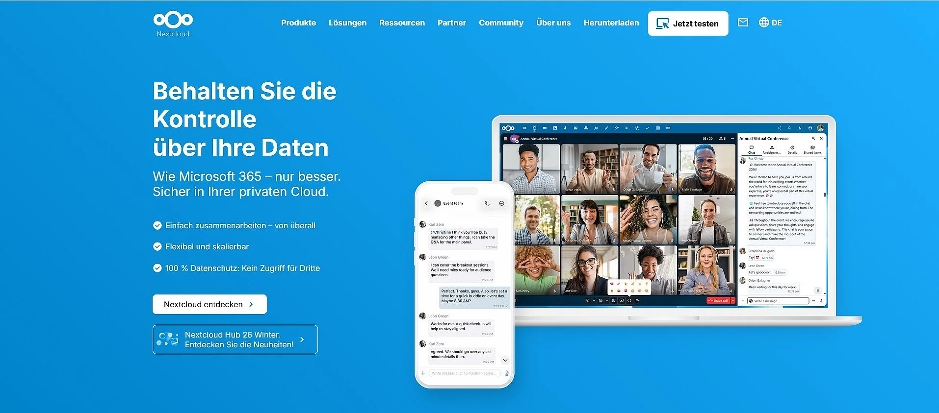 Startseite von Nextcloud Bild: Startseite von Nextcloud