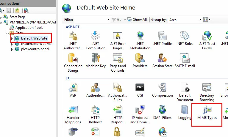 Bild: IIS-Manager: Symbol „MIME Types“