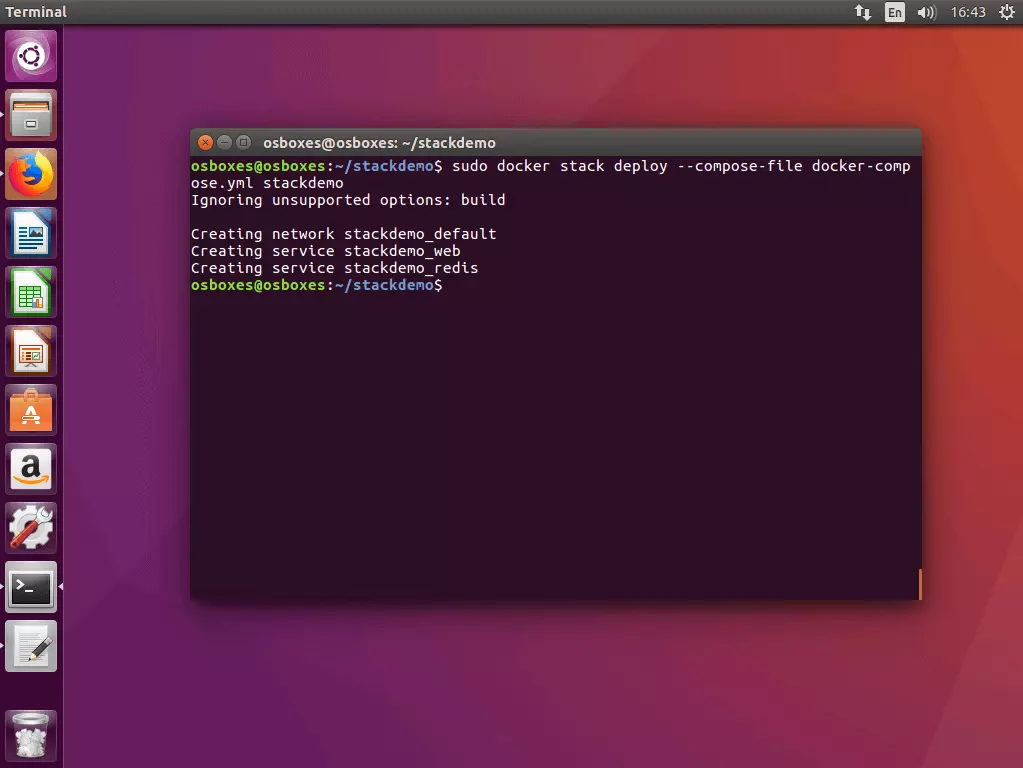Bild: Der Befehl „docker stack deploy“ im Ubuntu Terminal