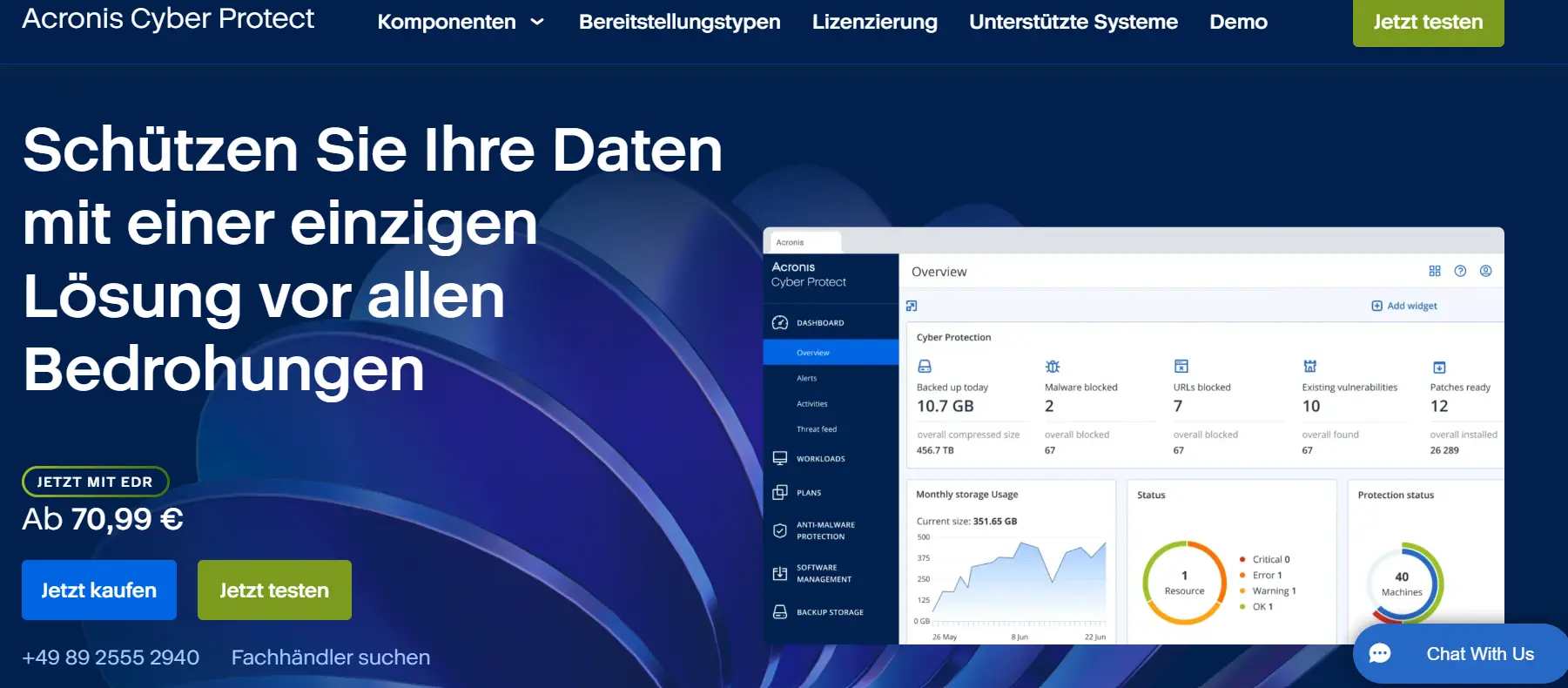 Bild: Acronis Cyber Protect Home Office: Dashboard und Funktionen