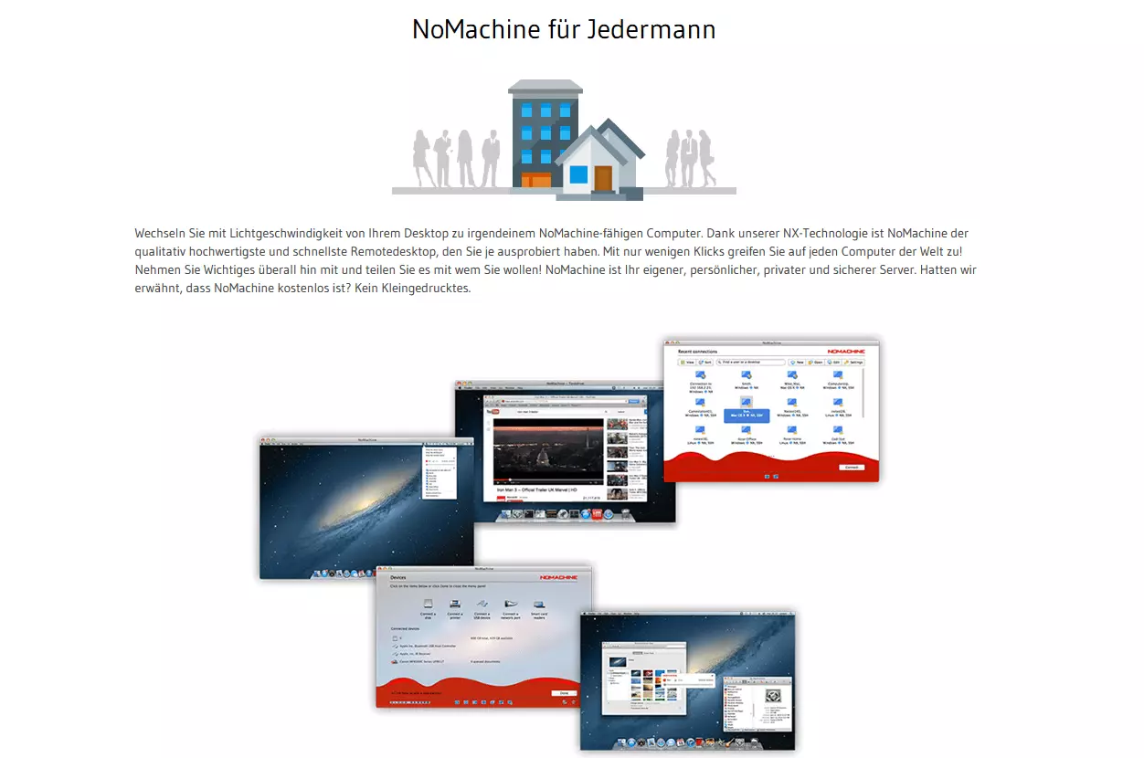 Bild: Homepage von NoMachine