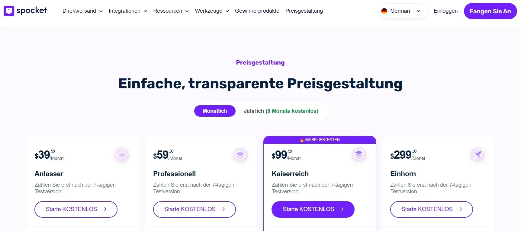 Bild: Website zum Plugin Spocket