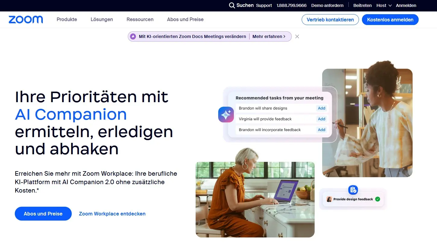 Bild: Website des Videotelefonie-Anbieters Zoom