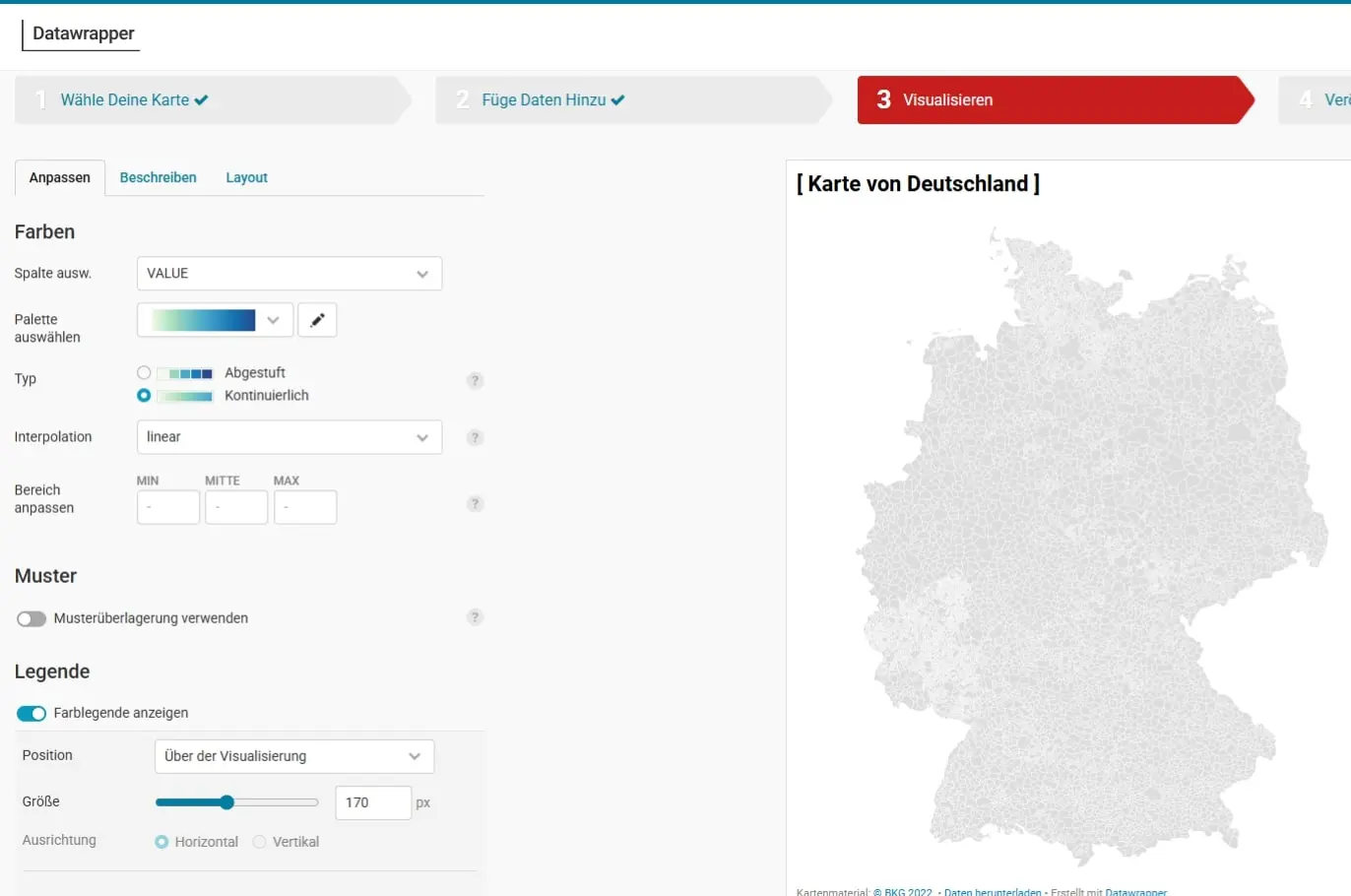 Bild: Benutzeroberfl&auml;che von Datawrapper