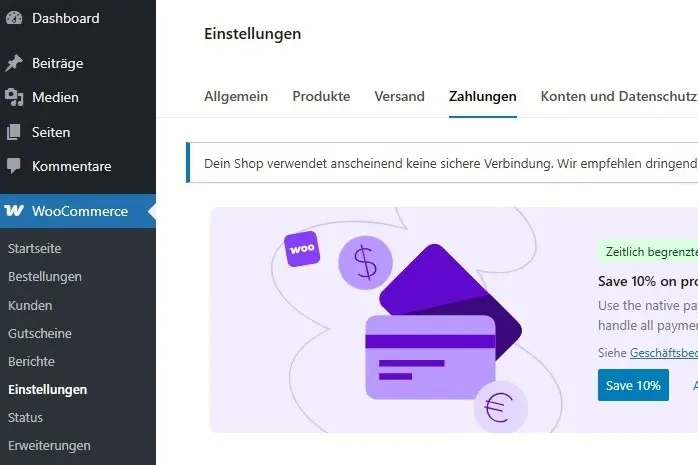 Bild: WooCommerce – Allgemeine Einstellungen