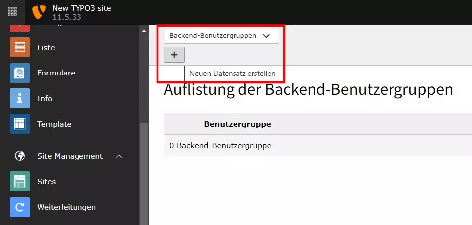Backend-Benutzergruppen hinzufügen in TYPO3 Backend-Benutzergruppen hinzufügen in TYPO3