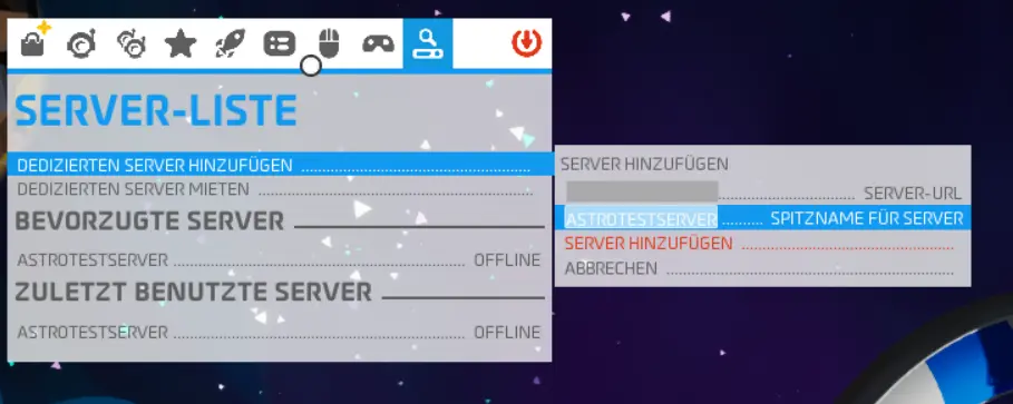 Screenshot der Astroneer-Serverauswahl Bild: Screenshot der Astroneer-Serverauswahl
