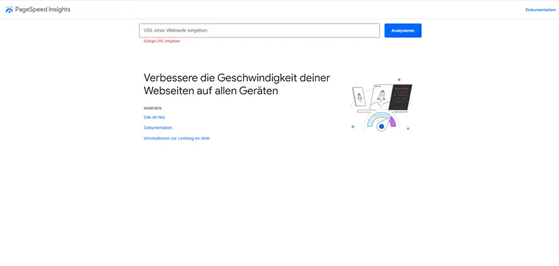 Bild: PageSpeed Insights-Website